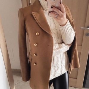 Zara Camel / Taupe Brown Coat with Gold Buttons